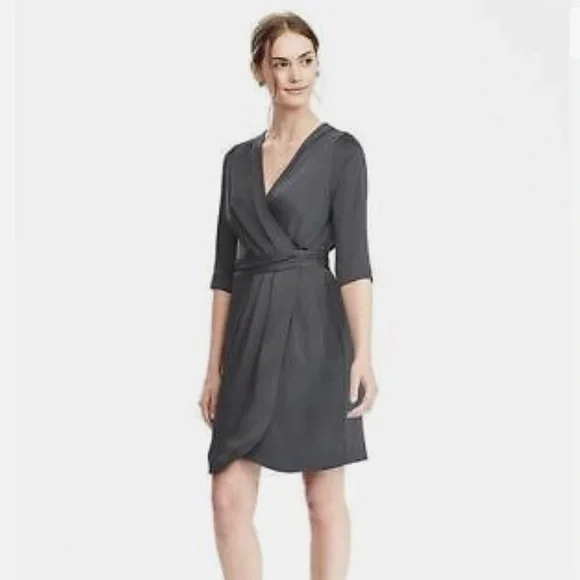 banana republic grey wrap dress Banana Republic | Dresses | Nwt Banana Republic Wrap Dress Dark Charcoal Grey Size 4